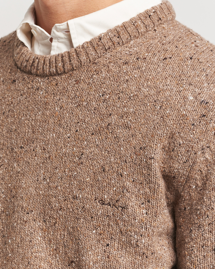 Herren | Pullover | GANT | Neps Wool Crew Neck Brown Melange
