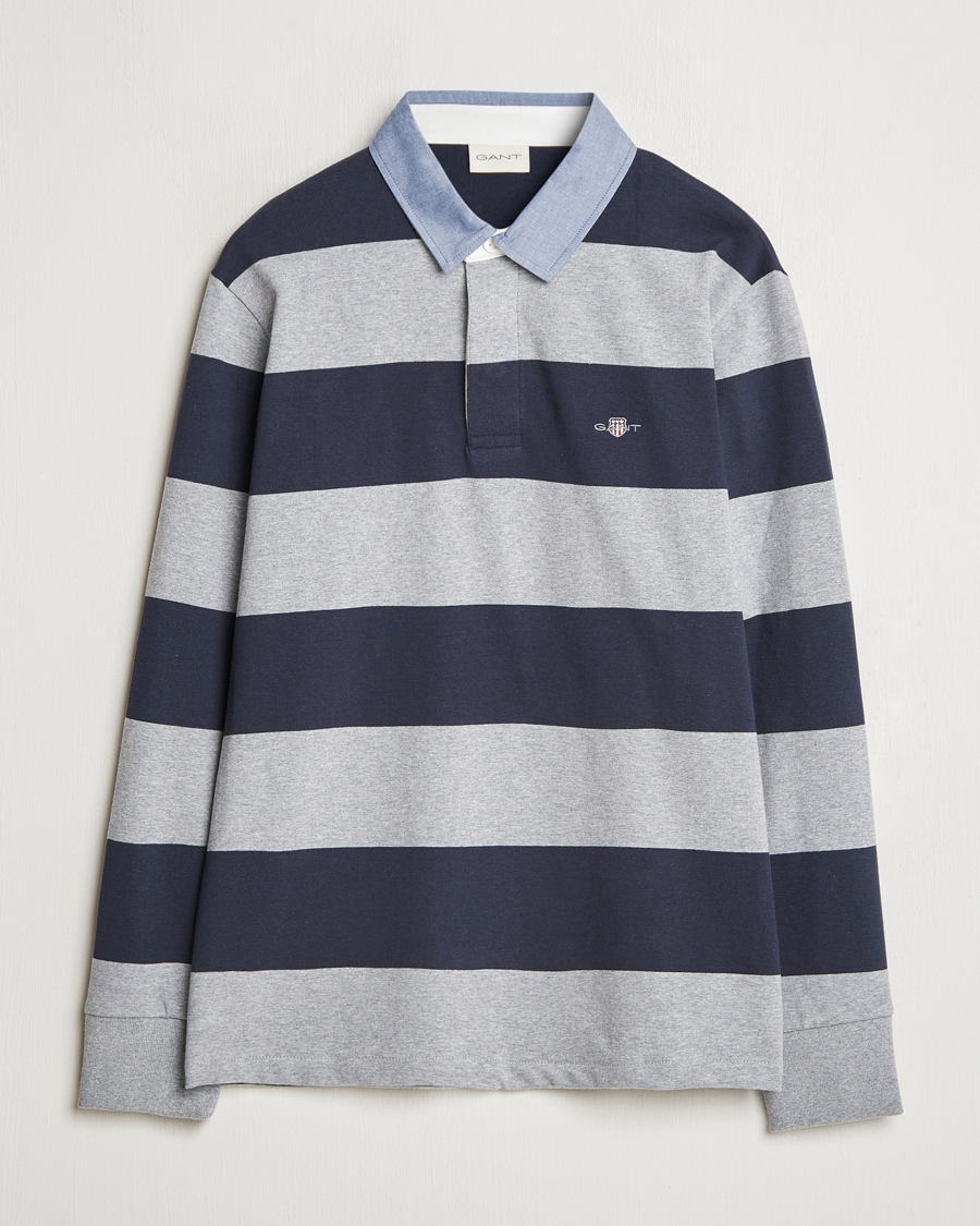 Herren | Pullover | Gant | Chambray Striped Heavy Rugger Grey Melange