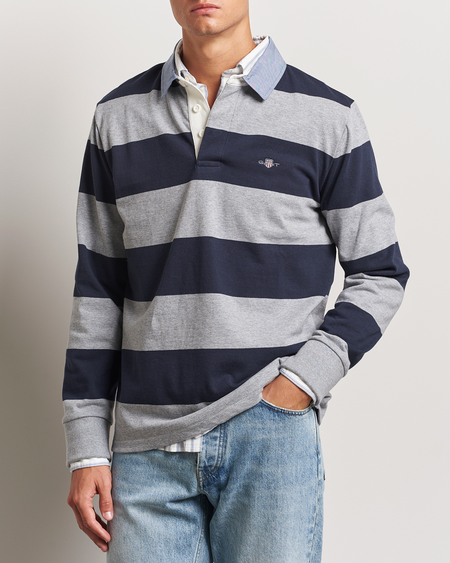 Herren | Pullover | Gant | Chambray Striped Heavy Rugger Grey Melange