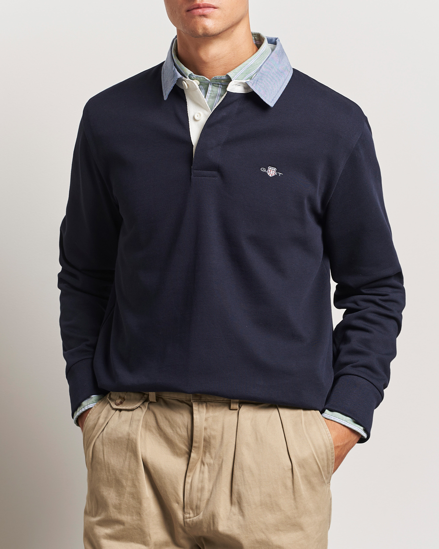 Herren | Pullover | GANT | Original Solid Heavy Rugger Evening Blue