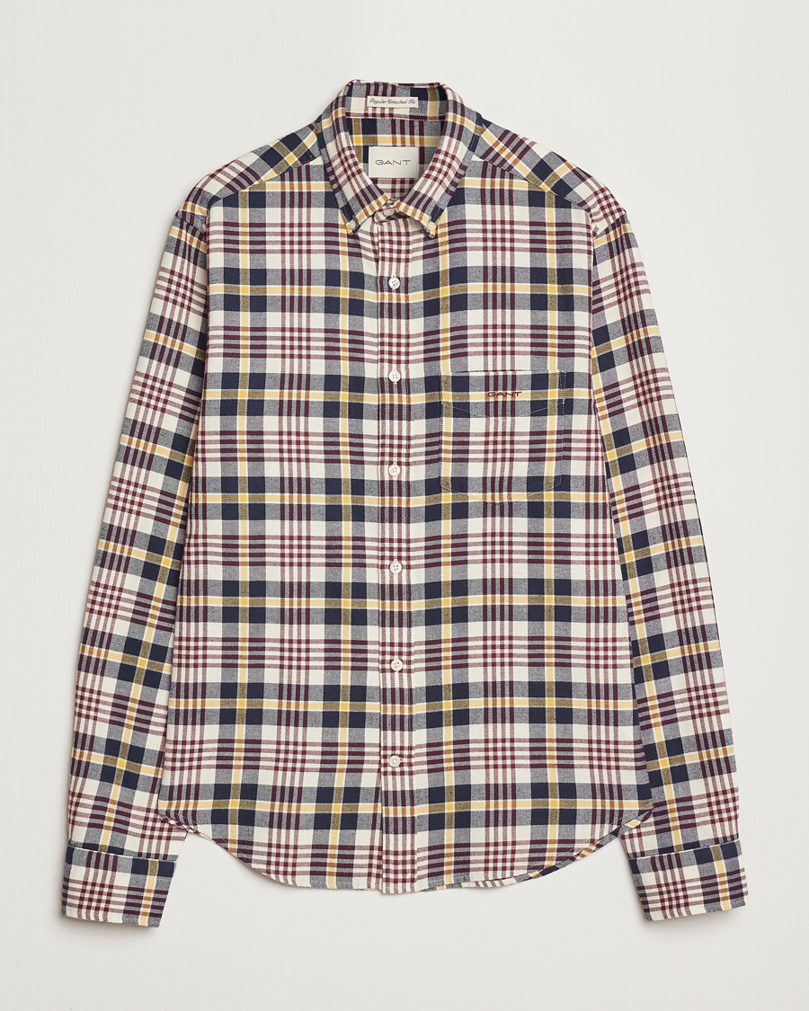 Herren | Hemden | Gant | Regular Flannel Plaid Shirt Cream