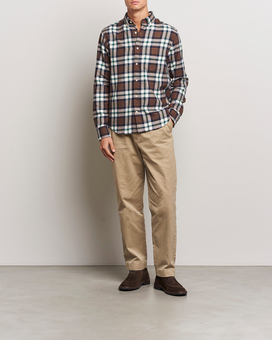 Herren | Hemden | Gant | Regular Flannel Plaid Shirt Cacao Brown