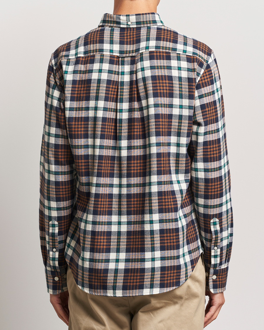 Herren | Hemden | Gant | Regular Flannel Plaid Shirt Cacao Brown