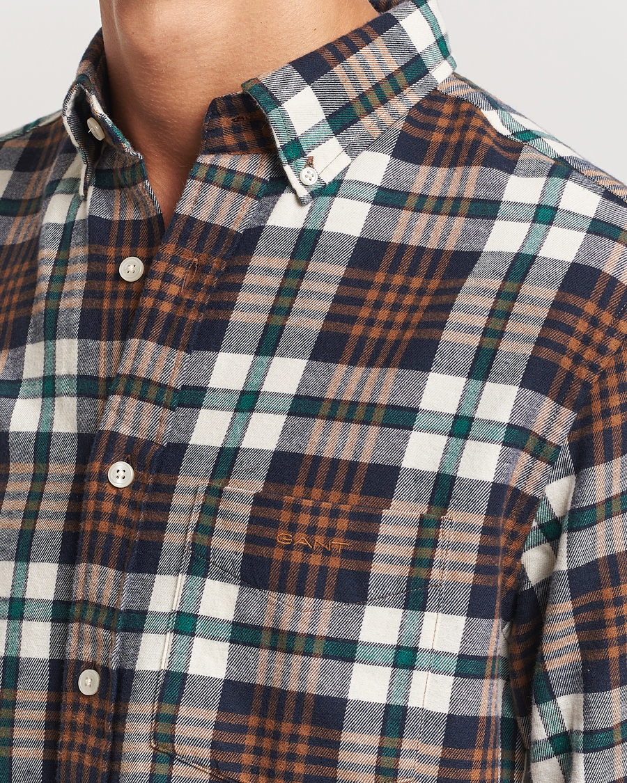 Herren | Hemden | Gant | Regular Flannel Plaid Shirt Cacao Brown