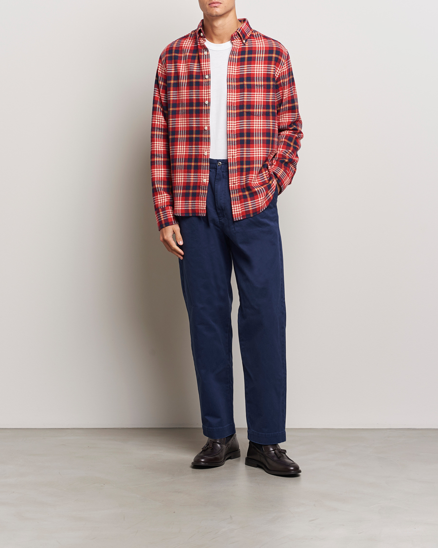 Herren | Hemden | Gant | Regular Flannel Plaid Shirt Ruby Red