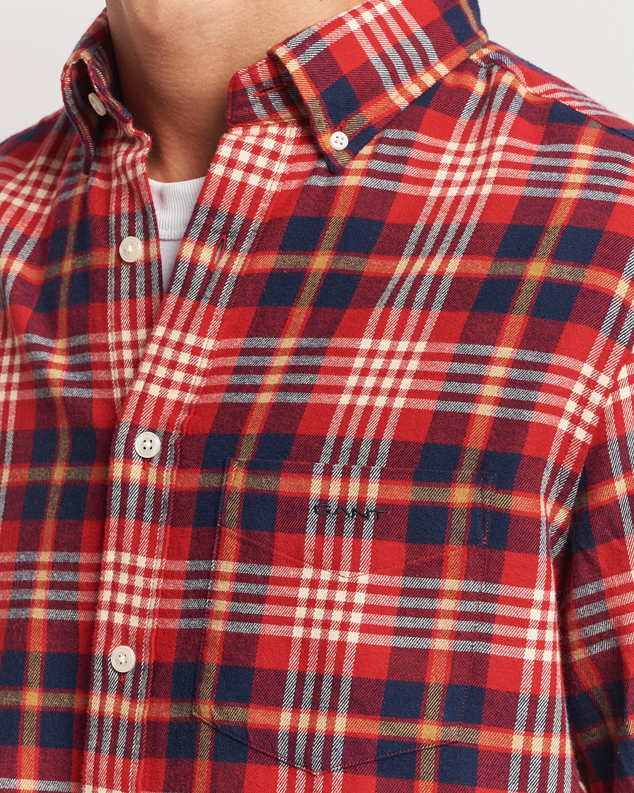 Herren | Hemden | Gant | Regular Flannel Plaid Shirt Ruby Red
