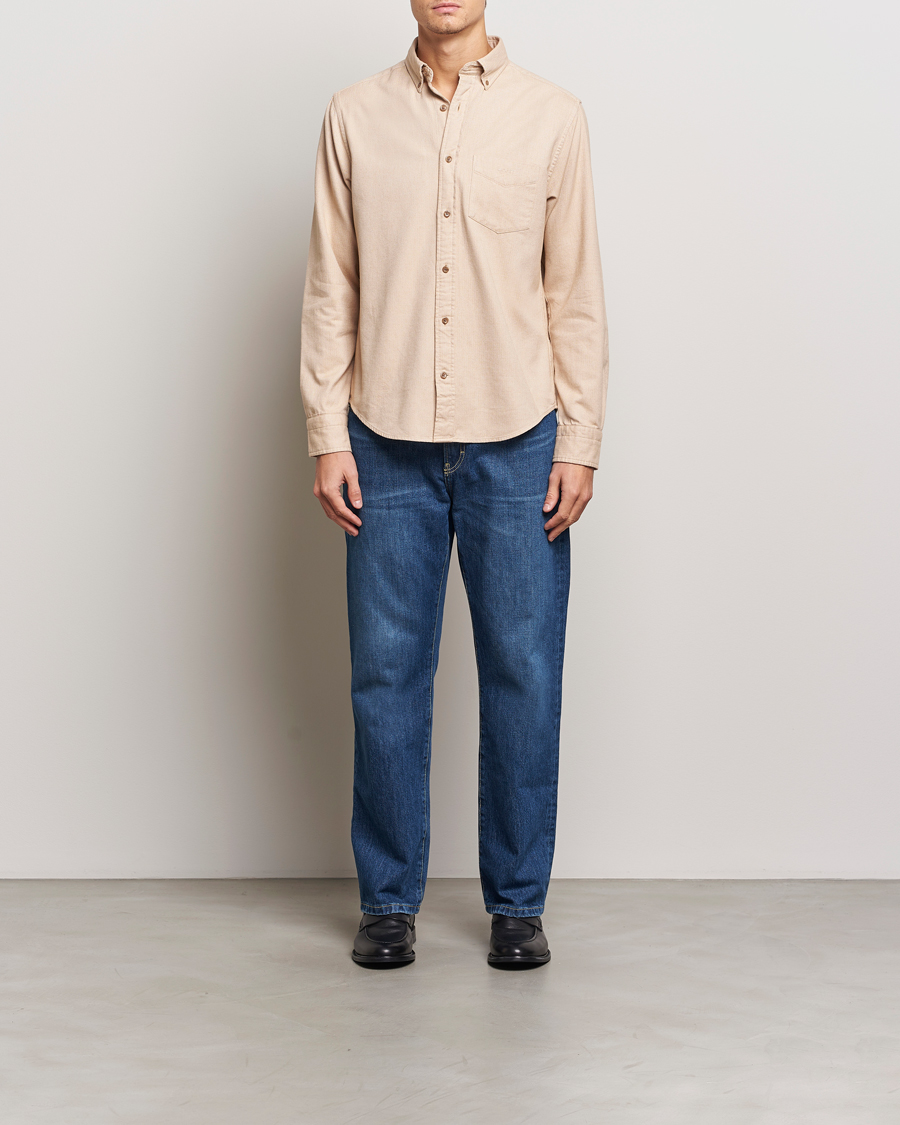 Herren | Hemden | Gant | Regular Herringbone Flannel Shirt Caramel Beige