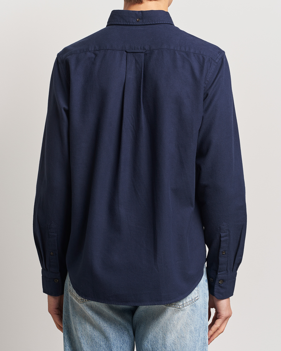 Herren | Hemden | Gant | Regular Herringbone Flannel Shirt Evening Blue