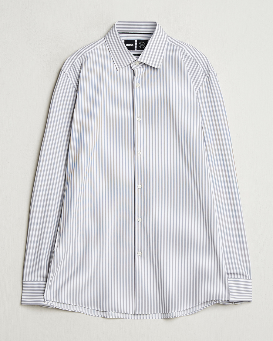 Herren | Hemden | BOSS BLACK | Hank Striped 4-Way Stretch Shirt Grey/White