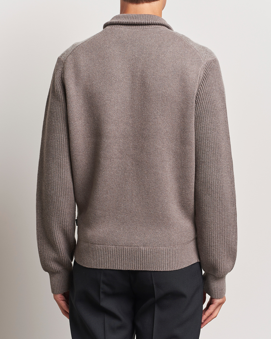 Herren | Pullover | BOSS BLACK | Emeraviglio Wool/Cotton Full Zip Dark Beige