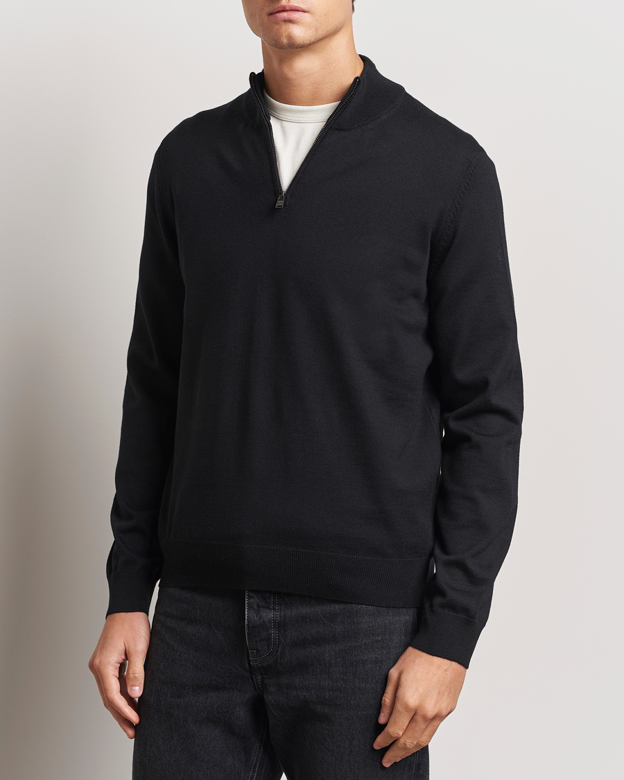 Herren | Pullover | BOSS BLACK | Ebenji Merino Knitted Half Zip Black