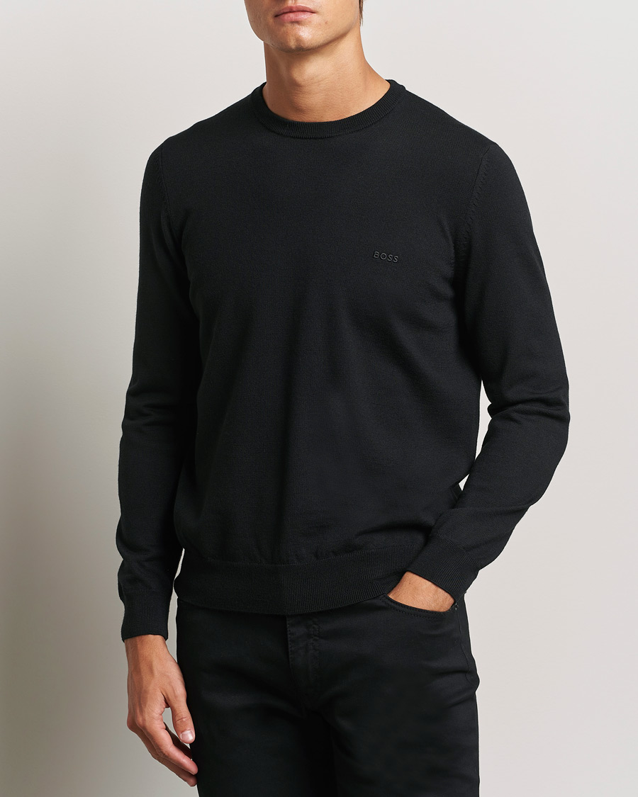 Herren | Pullover | BOSS BLACK | Botto Merino Knitted Pullover Black