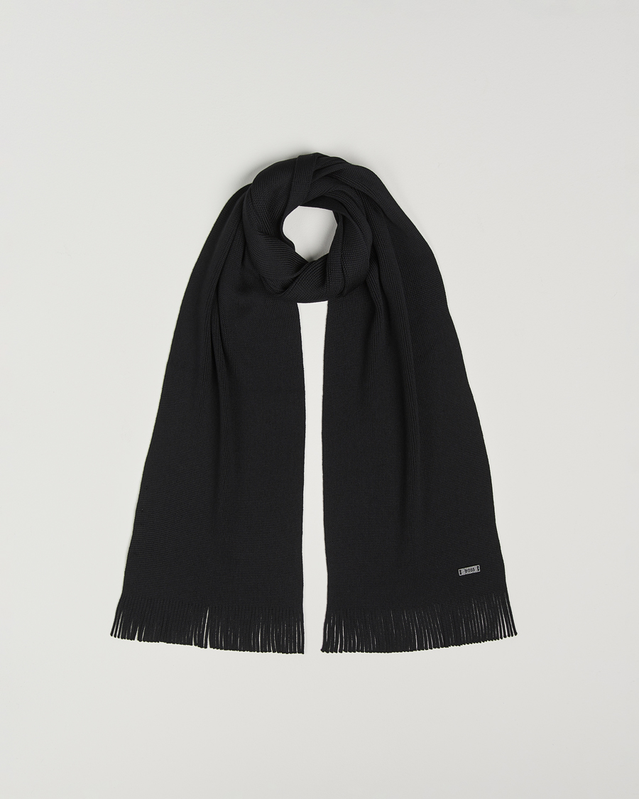 Herren | BOSS BLACK Albas Wool Scarf Black | BOSS BLACK | Albas Wool Scarf Black