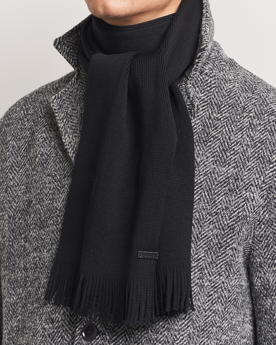 Herren | BOSS BLACK Albas Wool Scarf Black | BOSS BLACK | Albas Wool Scarf Black