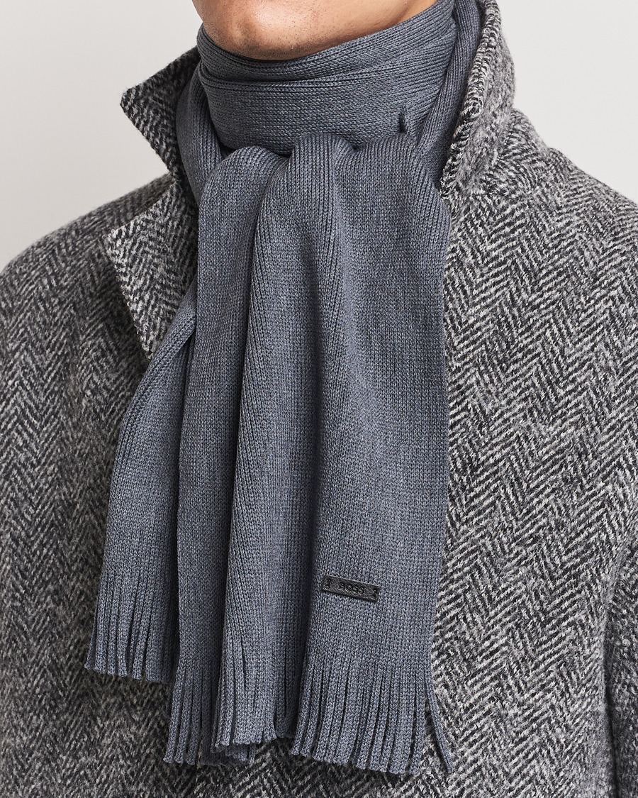 Herren | BOSS BLACK Albas Wool Scarf Medium Grey | BOSS BLACK | Albas Wool Scarf Medium Grey