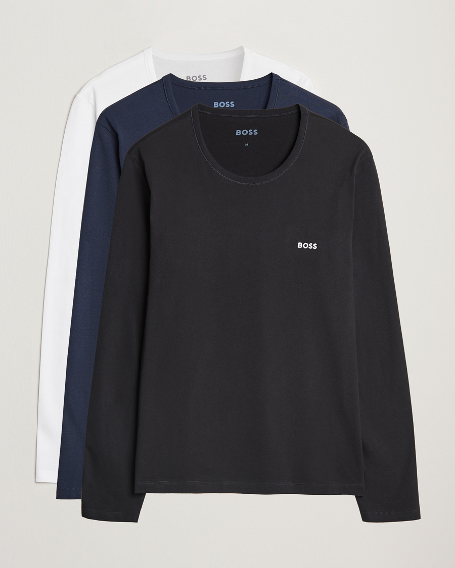 Herren | T-Shirts | BOSS BLACK | 3-Pack Long Sleeve T-Shirt White/Navy/Black