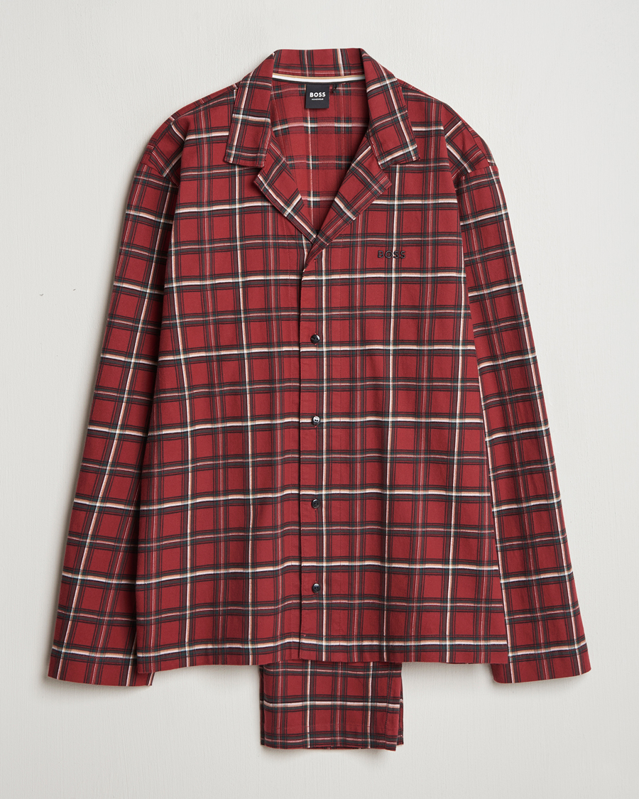 Herren | Schlafanzüge & Bademäntel | BOSS BLACK | Holiday Checked Pyjama Set Dark Red
