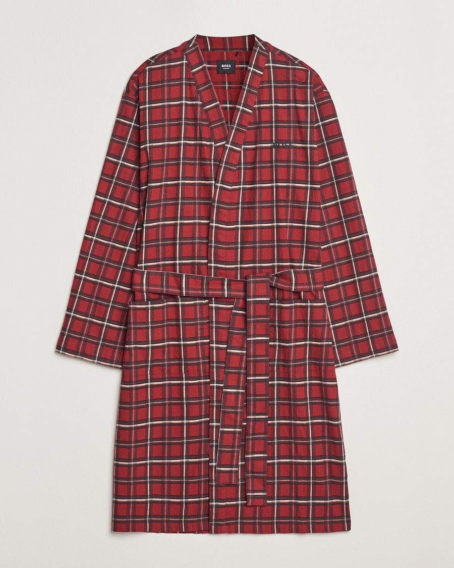 Herren | Schlafanzüge & Bademäntel | BOSS BLACK | Holiday Checked Robe Dark Red