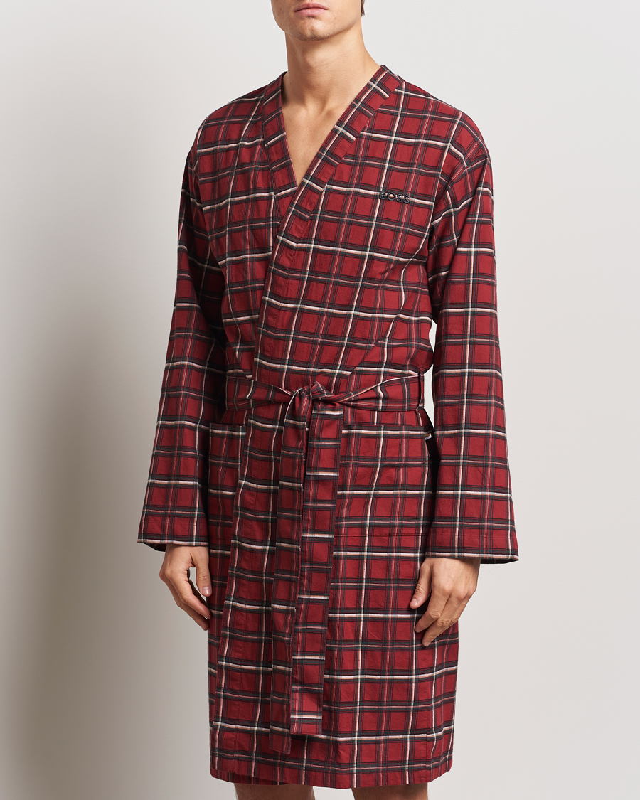 Herren | Schlafanzüge & Bademäntel | BOSS BLACK | Holiday Checked Robe Dark Red