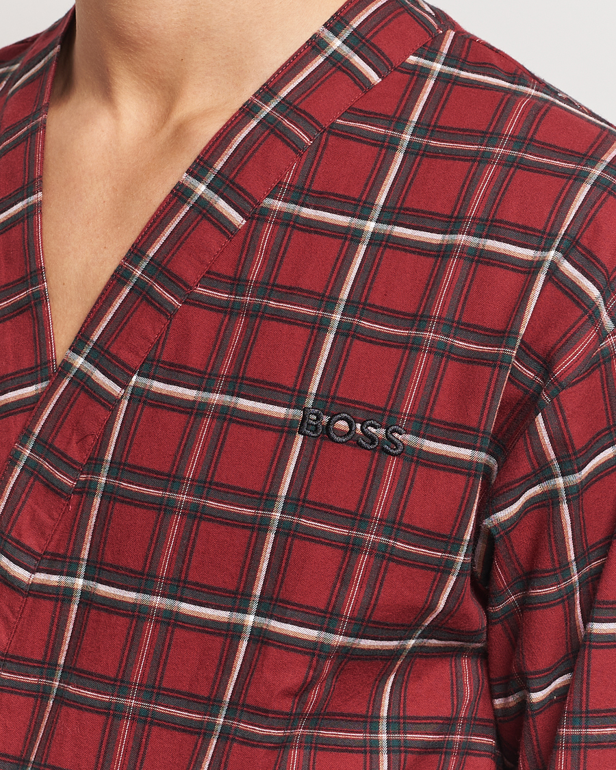 Herren | Schlafanzüge & Bademäntel | BOSS BLACK | Holiday Checked Robe Dark Red