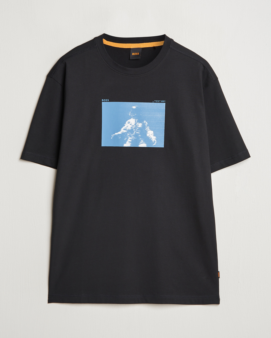 Herren | T-Shirts | BOSS ORANGE | Printed Crew Neck T-Shirt Black