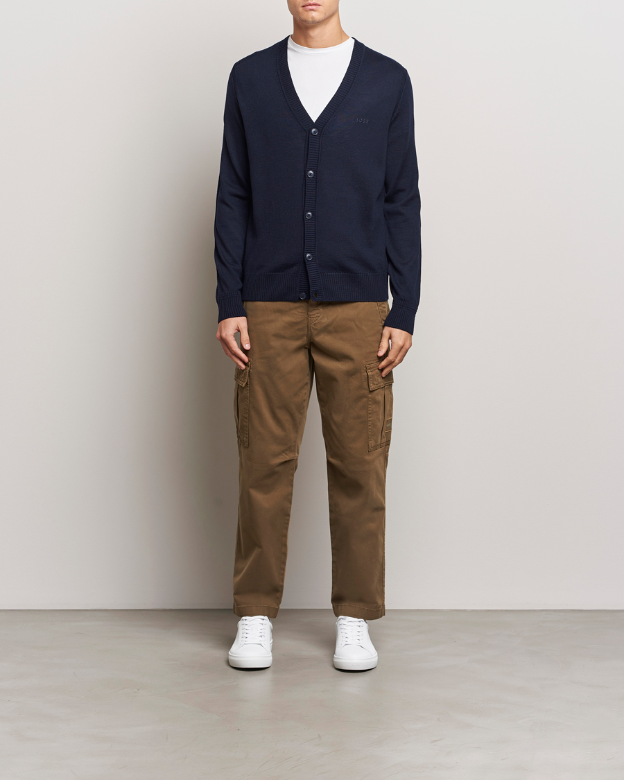 Herren | Pullover | BOSS ORANGE | Avac Wool Knitted Cardigan Dark Blue