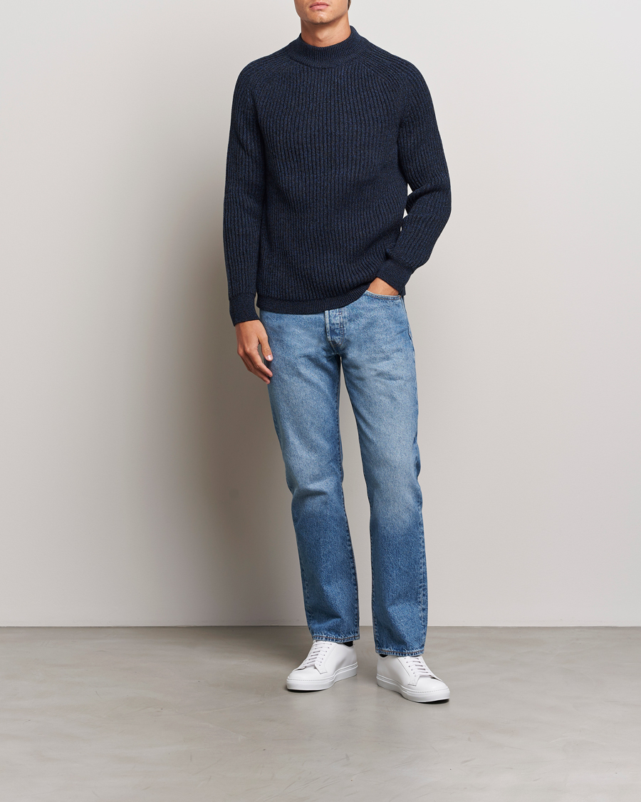 Herren | Pullover | BOSS ORANGE | Kearth Rib Knitted Polo Open Blue