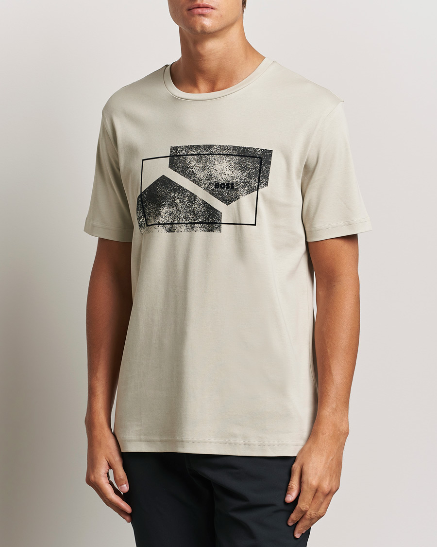 Herren | T-Shirts | BOSS GREEN | Graphic Crew Neck T-Shirt Light Beige