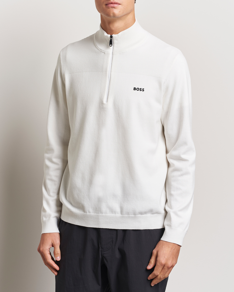 Herren | Pullover | BOSS GREEN | Momentum Knitted Half Zip White