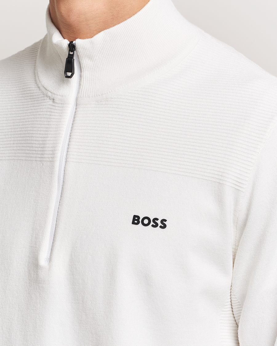 Herren | Pullover | BOSS GREEN | Momentum Knitted Half Zip White