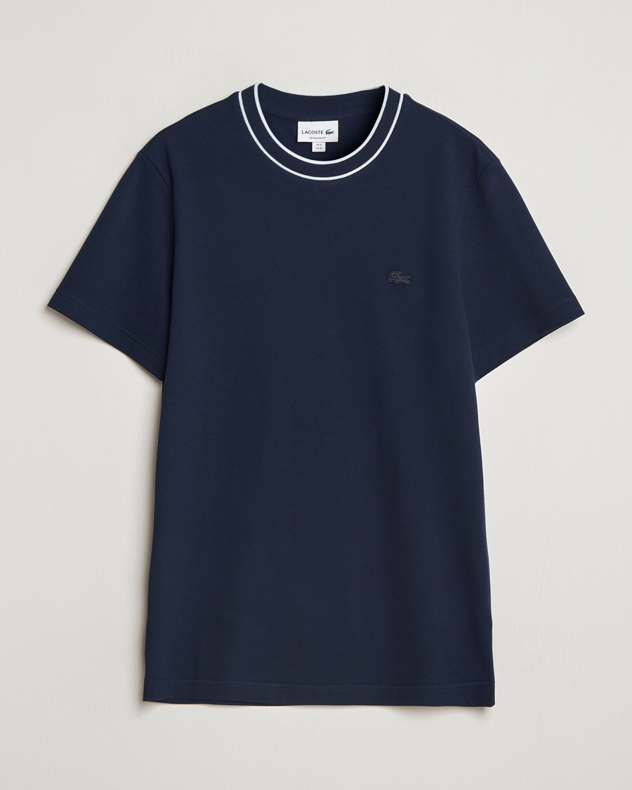 Herren | T-Shirts | Lacoste | Contrast Rib Piqué T-Shirt Navy