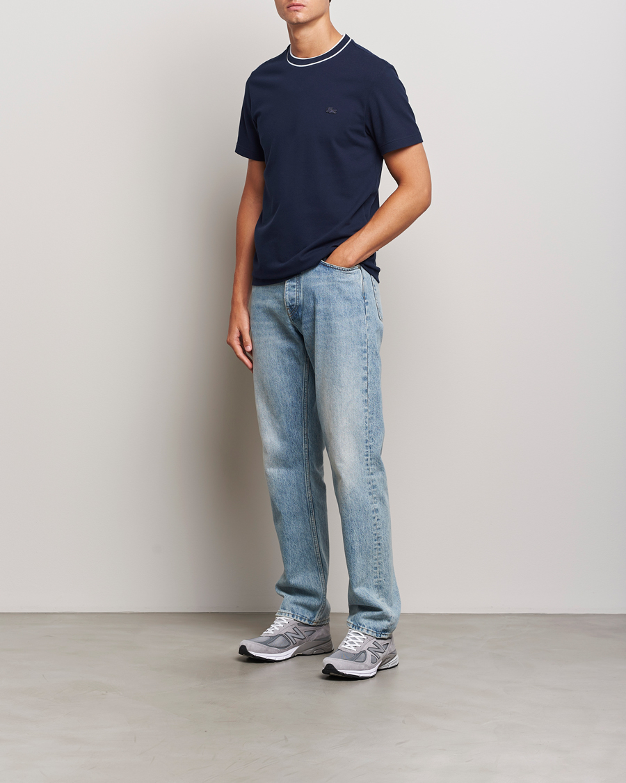 Herren | T-Shirts | Lacoste | Contrast Rib Piqué T-Shirt Navy
