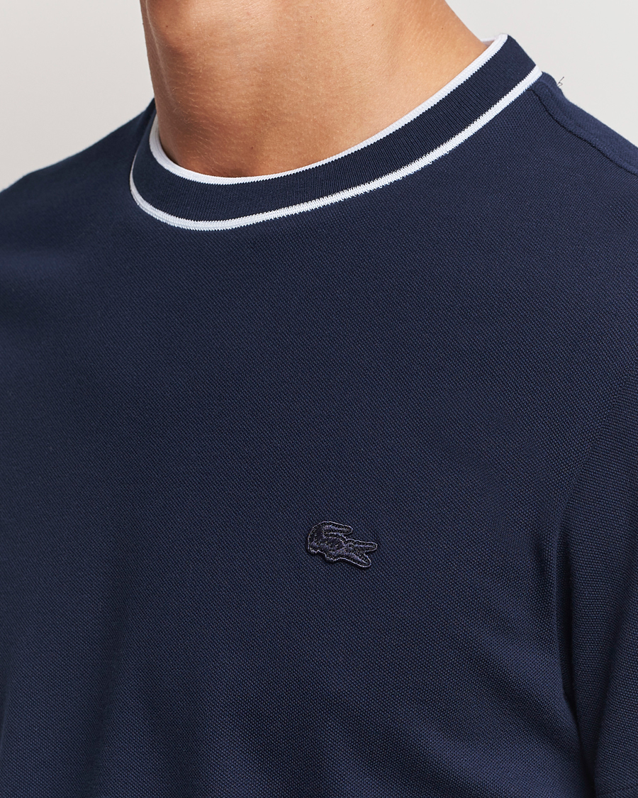 Herren | T-Shirts | Lacoste | Contrast Rib Piqué T-Shirt Navy