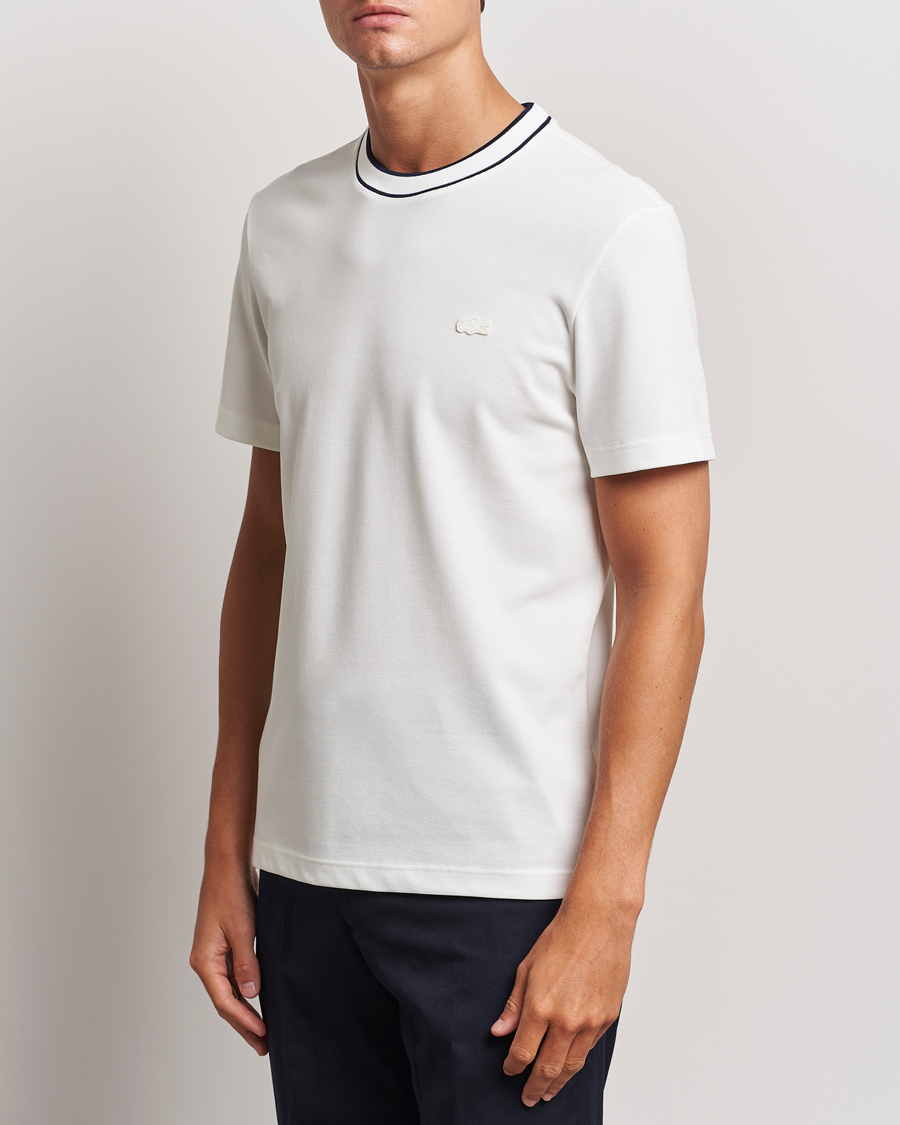 Herren | T-Shirts | Lacoste | Contrast Rib Piqué T-Shirt Flour