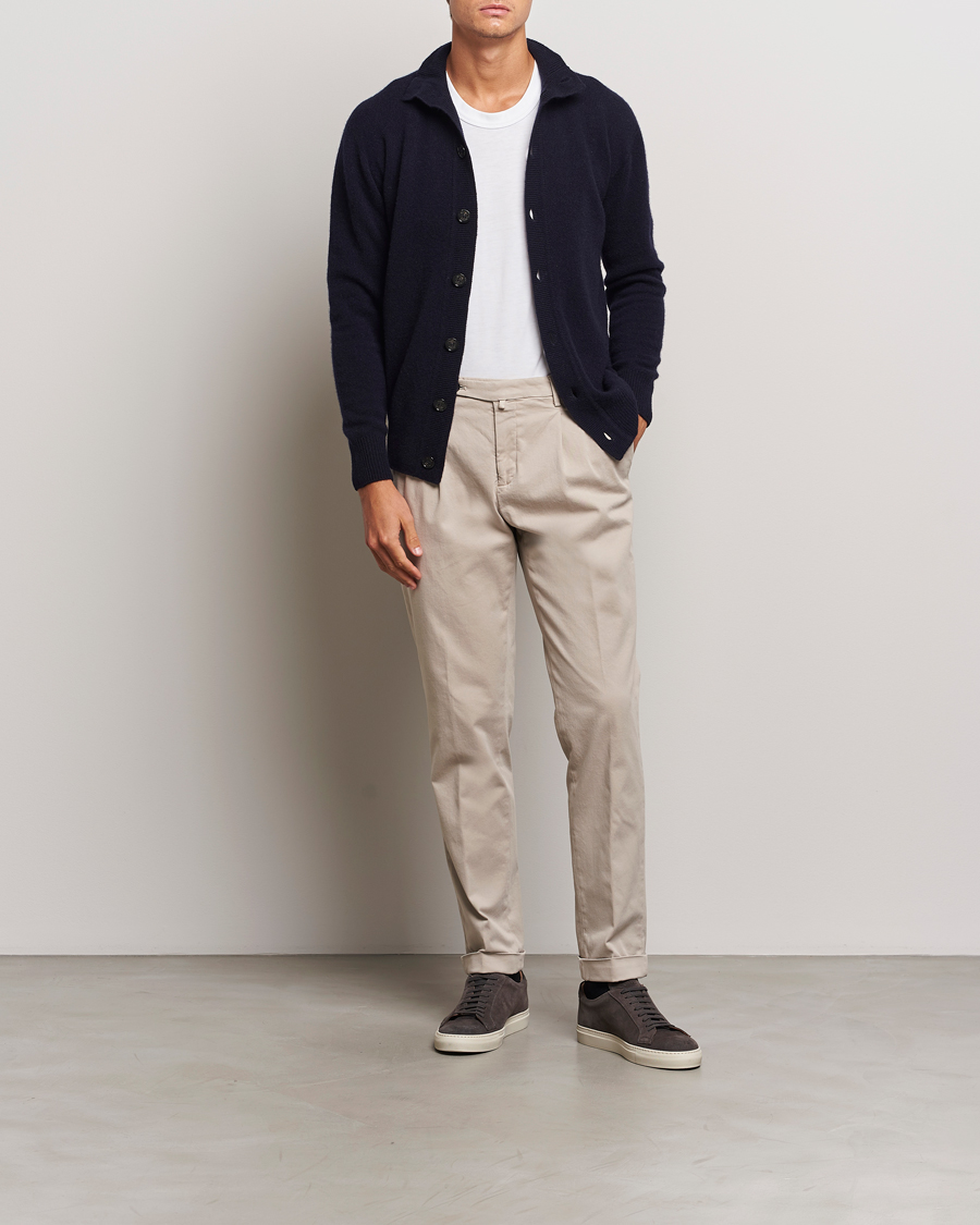 Herren | Hosen | Briglia 1949 | Easy Fit Pleated Cotton Stretch Chino Beige