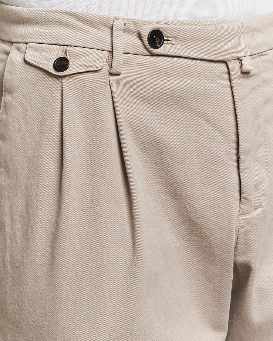 Herren | Hosen | Briglia 1949 | Easy Fit Pleated Cotton Stretch Chino Beige