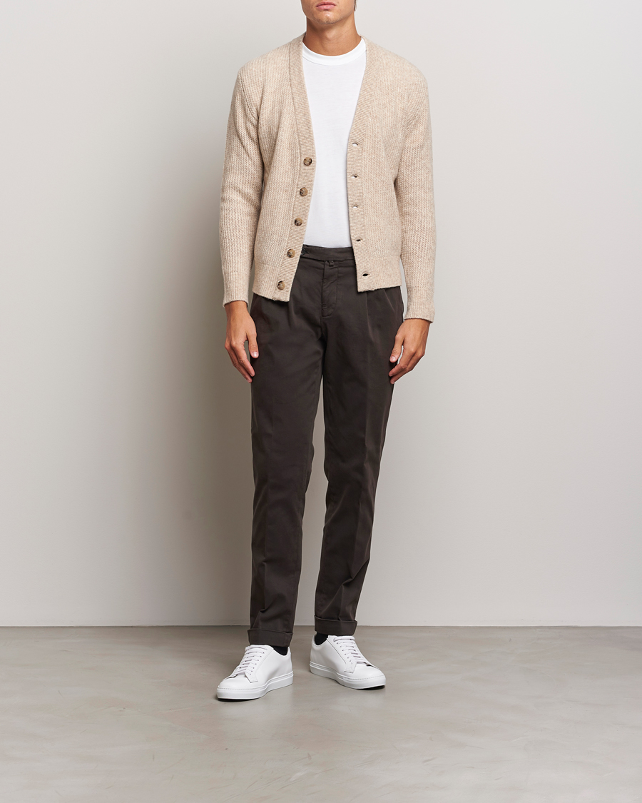 Herren | Hosen | Briglia 1949 | Easy Fit Pleated Cotton Stretch Chino Dark Brown