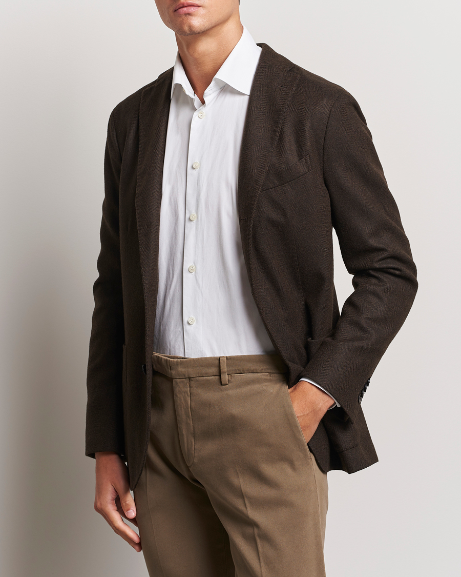 Herren | Sakkos | Boglioli | K Jacket Wool Herringbone Blazer Dark Brown
