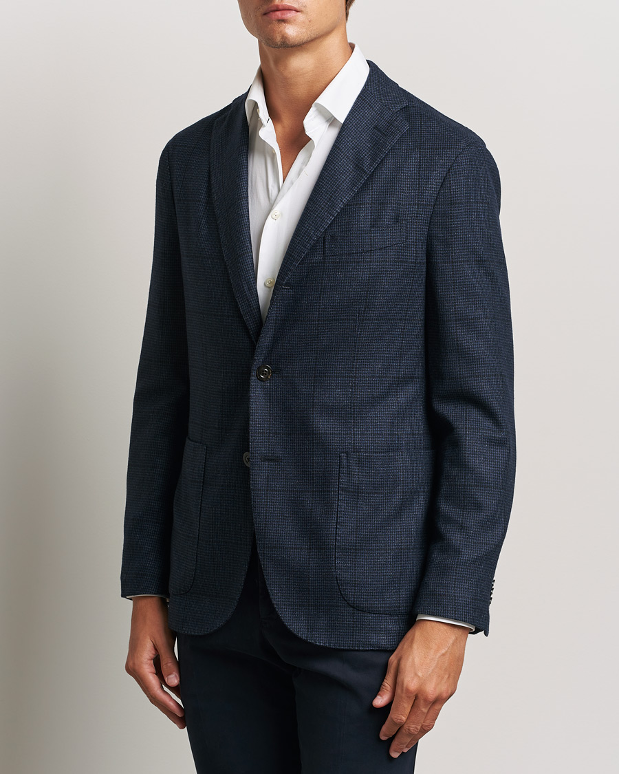 Herren | Sakkos | Boglioli | K Jacket Overcheck Wool Blazer Navy