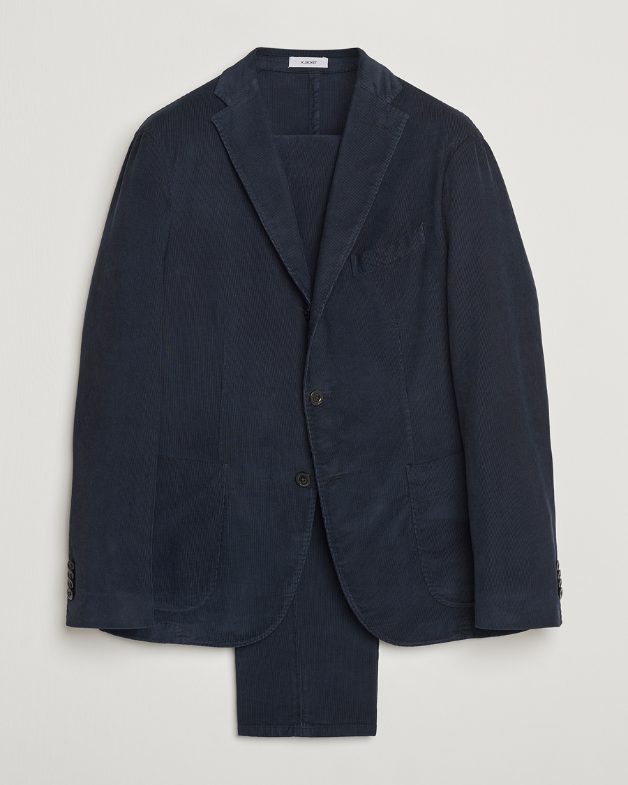 Herren | Boglioli K Jacket Baby Corduroy Suit Navy | Boglioli | K Jacket Baby Corduroy Suit Navy