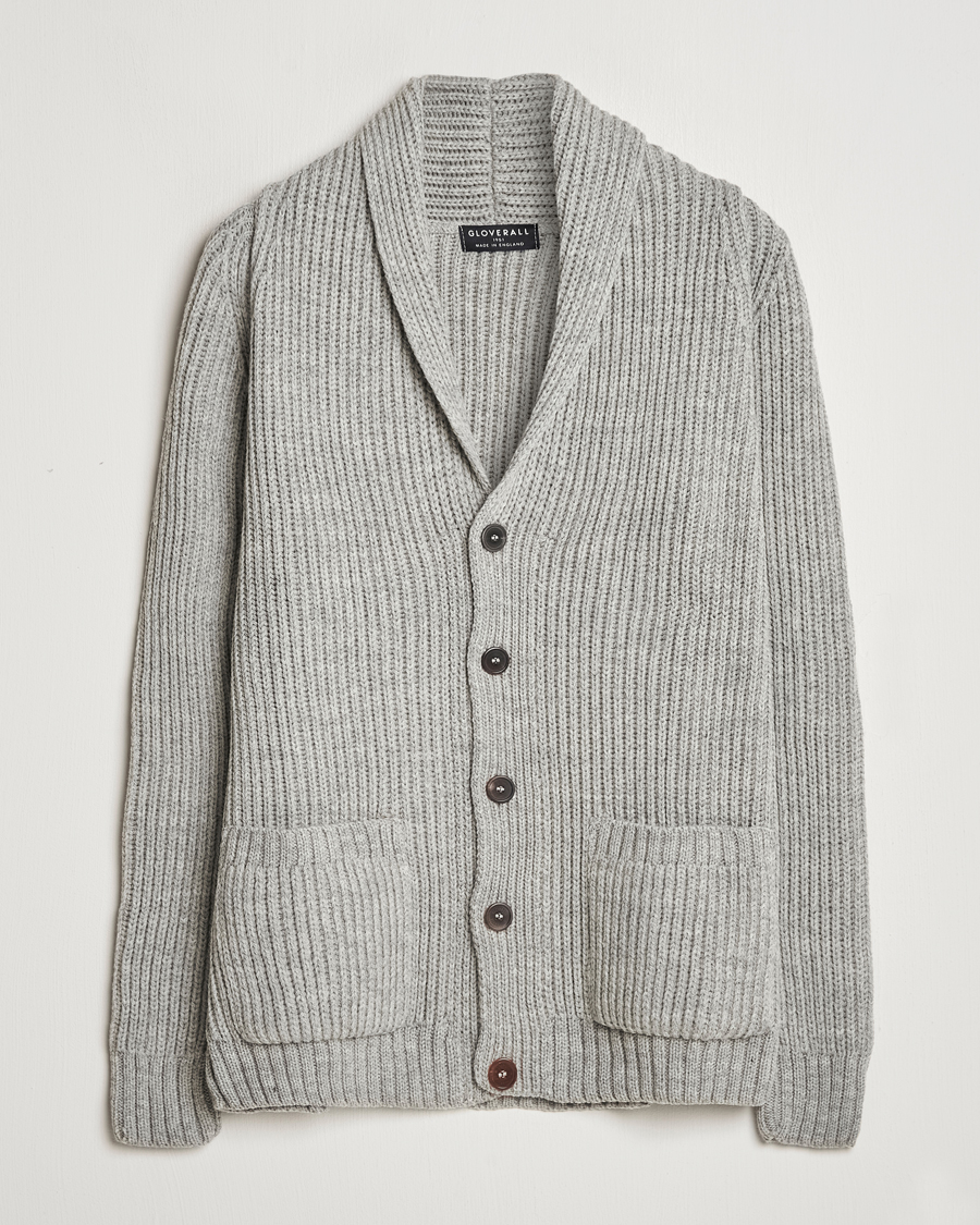 Herren | Pullover | Gloverall | Shawl Collar Cardigan Light Grey
