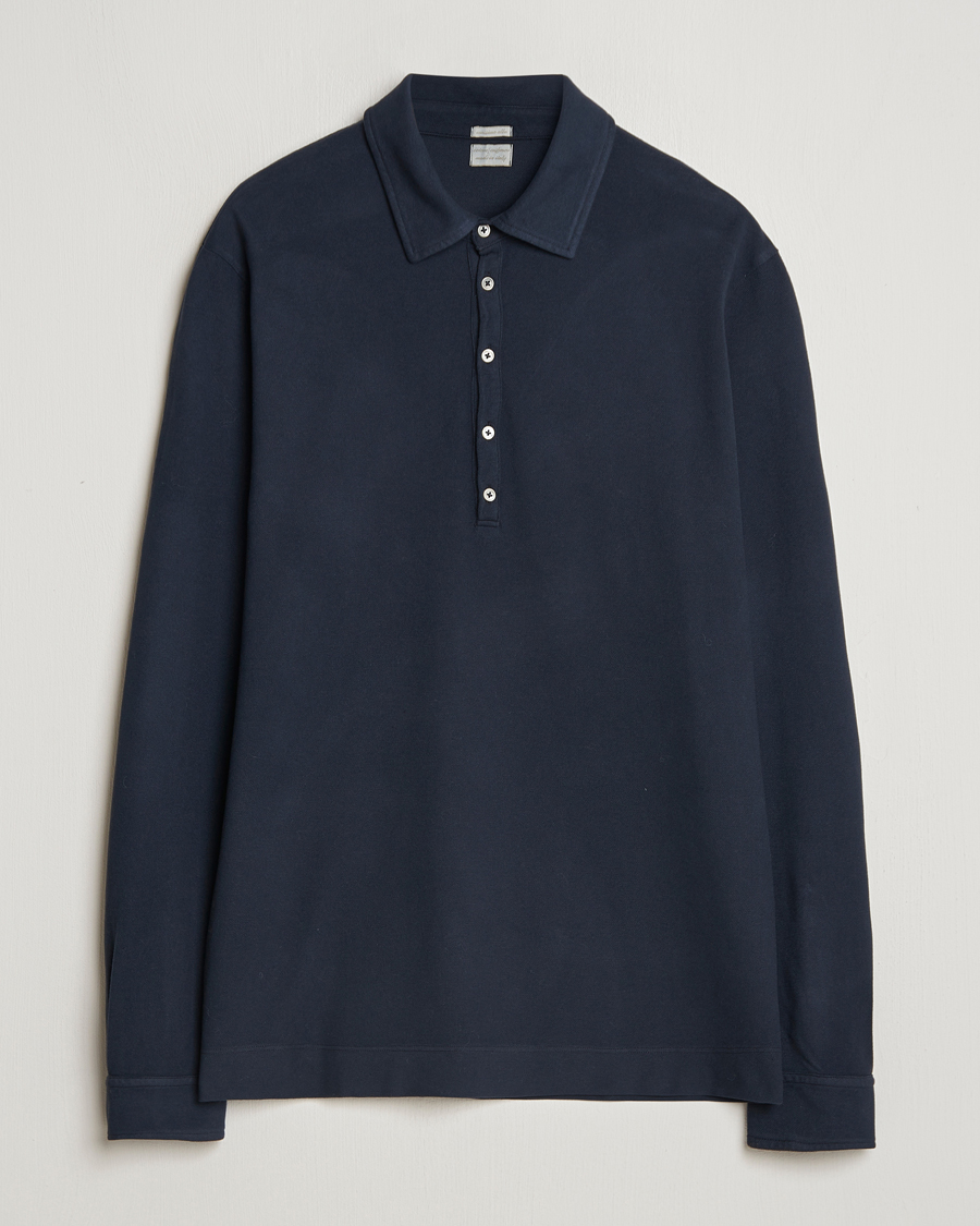 Herren | Pullover | Massimo Alba | Ischia Cotton/Cashmere Long Sleeve Polo Navy