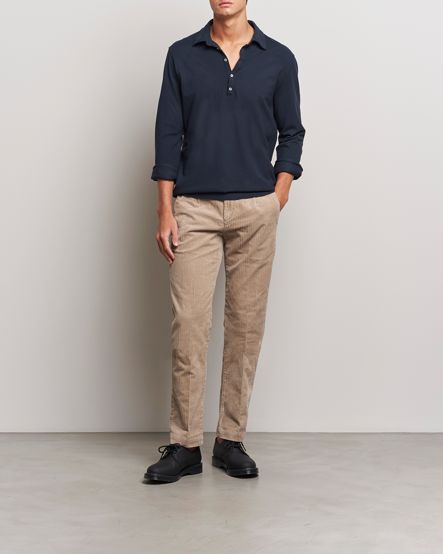 Herren | Pullover | Massimo Alba | Ischia Cotton/Cashmere Long Sleeve Polo Navy
