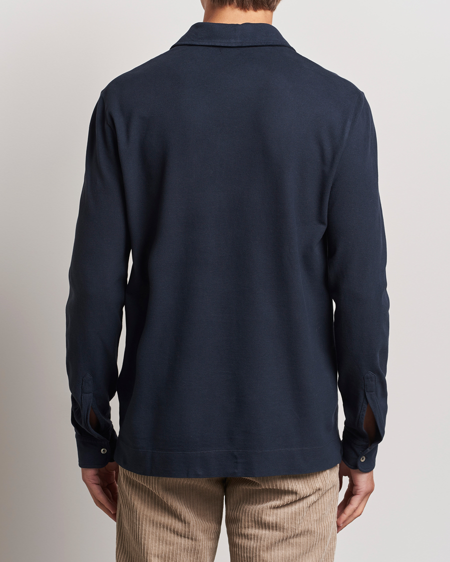 Herren | Pullover | Massimo Alba | Ischia Cotton/Cashmere Long Sleeve Polo Navy