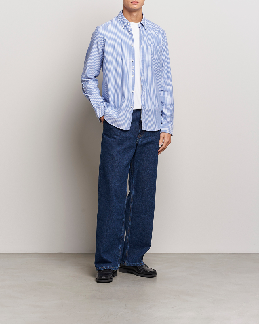 Herren | Hemden | NN07 | Arne Tencel Striped Shirt Blue/White