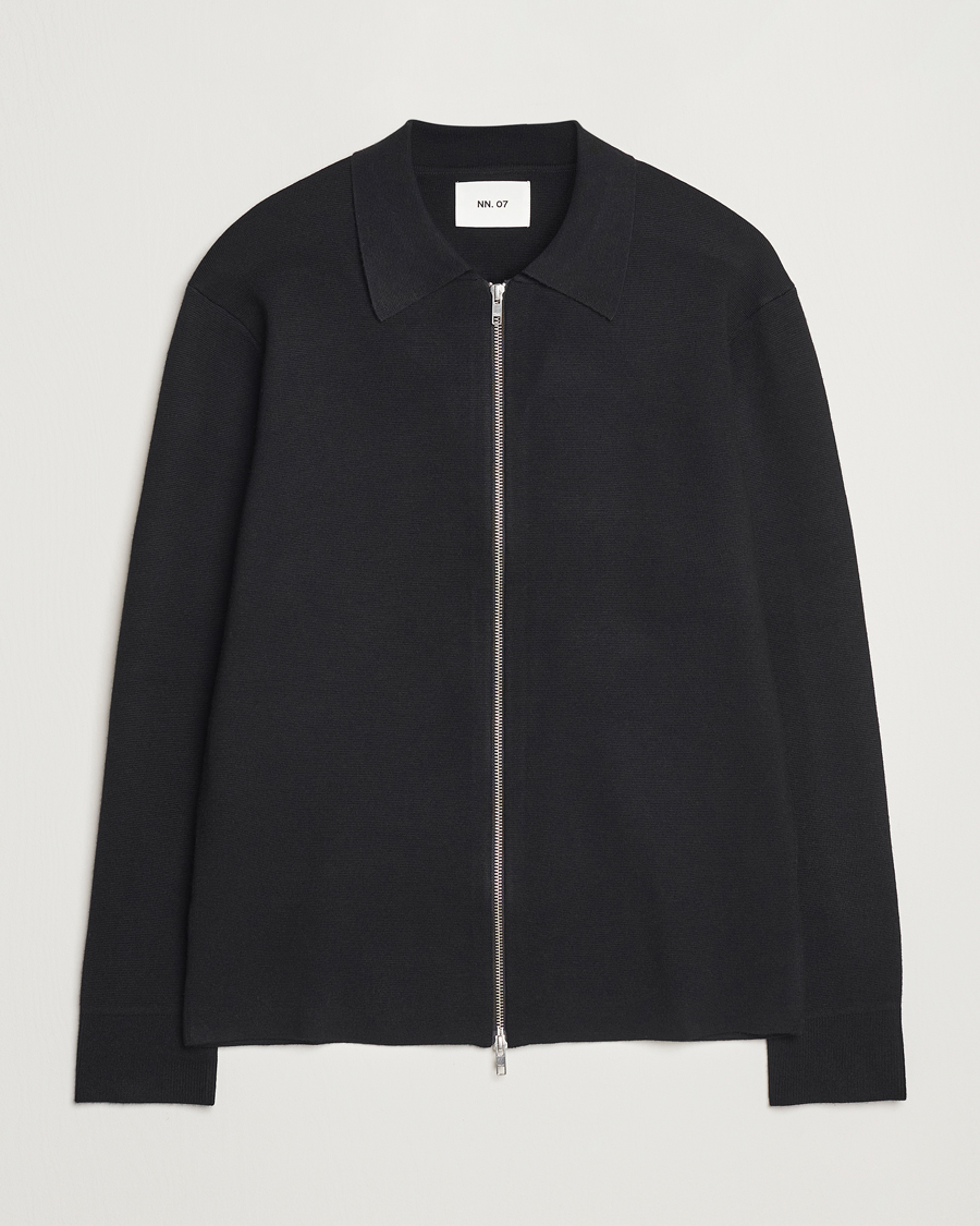 Herren | Pullover | NN07 | Harald Cotton/Modal Full Zip Black