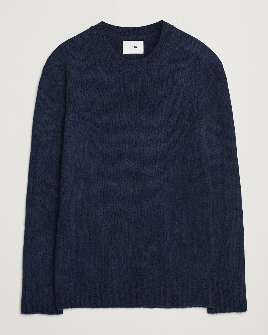 Herren | Pullover | NN07 | Lee Brushed Wool Crew Neck Navy Blue