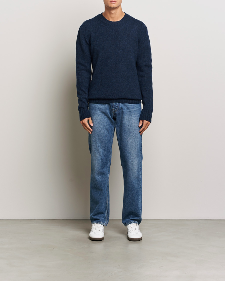 Herren | Pullover | NN07 | Lee Brushed Wool Crew Neck Navy Blue