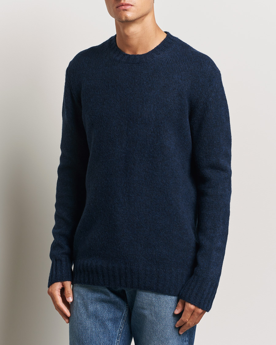 Herren | Pullover | NN07 | Lee Brushed Wool Crew Neck Navy Blue