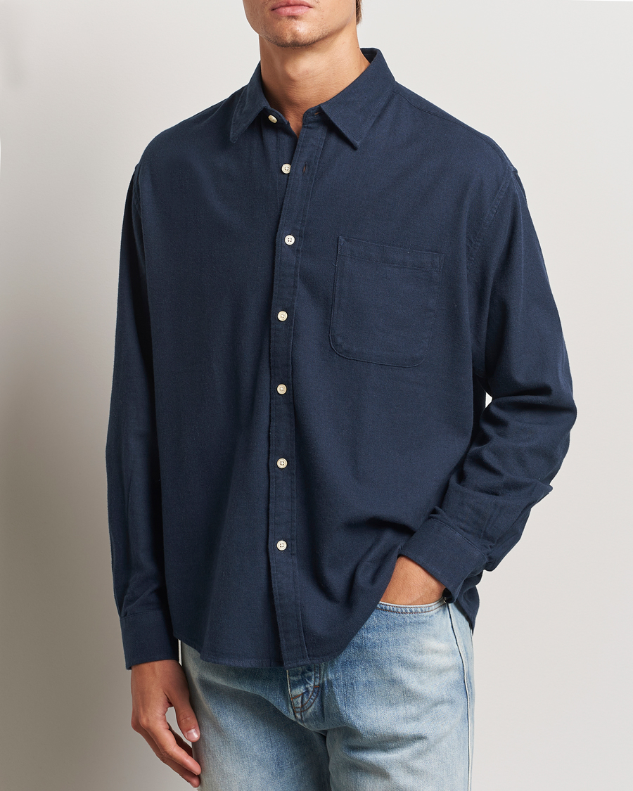 Herren | Hemden | NN07 | Deon Flannel Checked Shirt Navy Blue